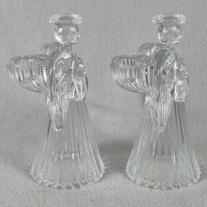 Vintage Mikasa Crystal Praying Angel Candle Holders – Set of 2 – 7" Tall
